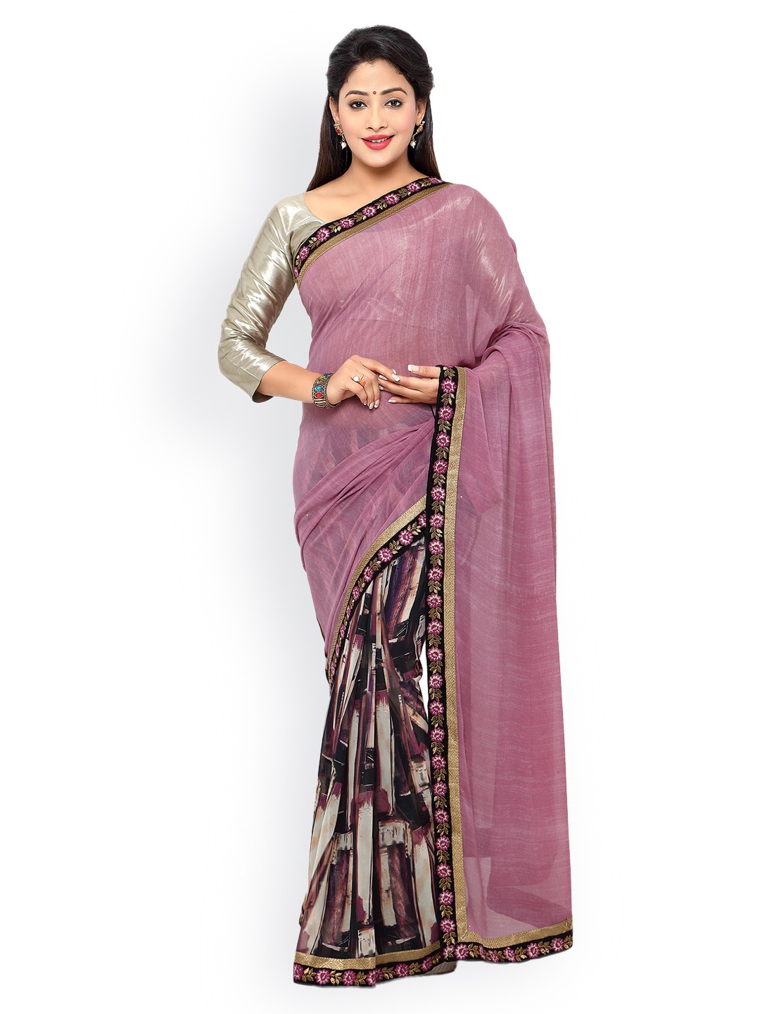 

Kalista Lavender Printed Georgette Embellished Saree