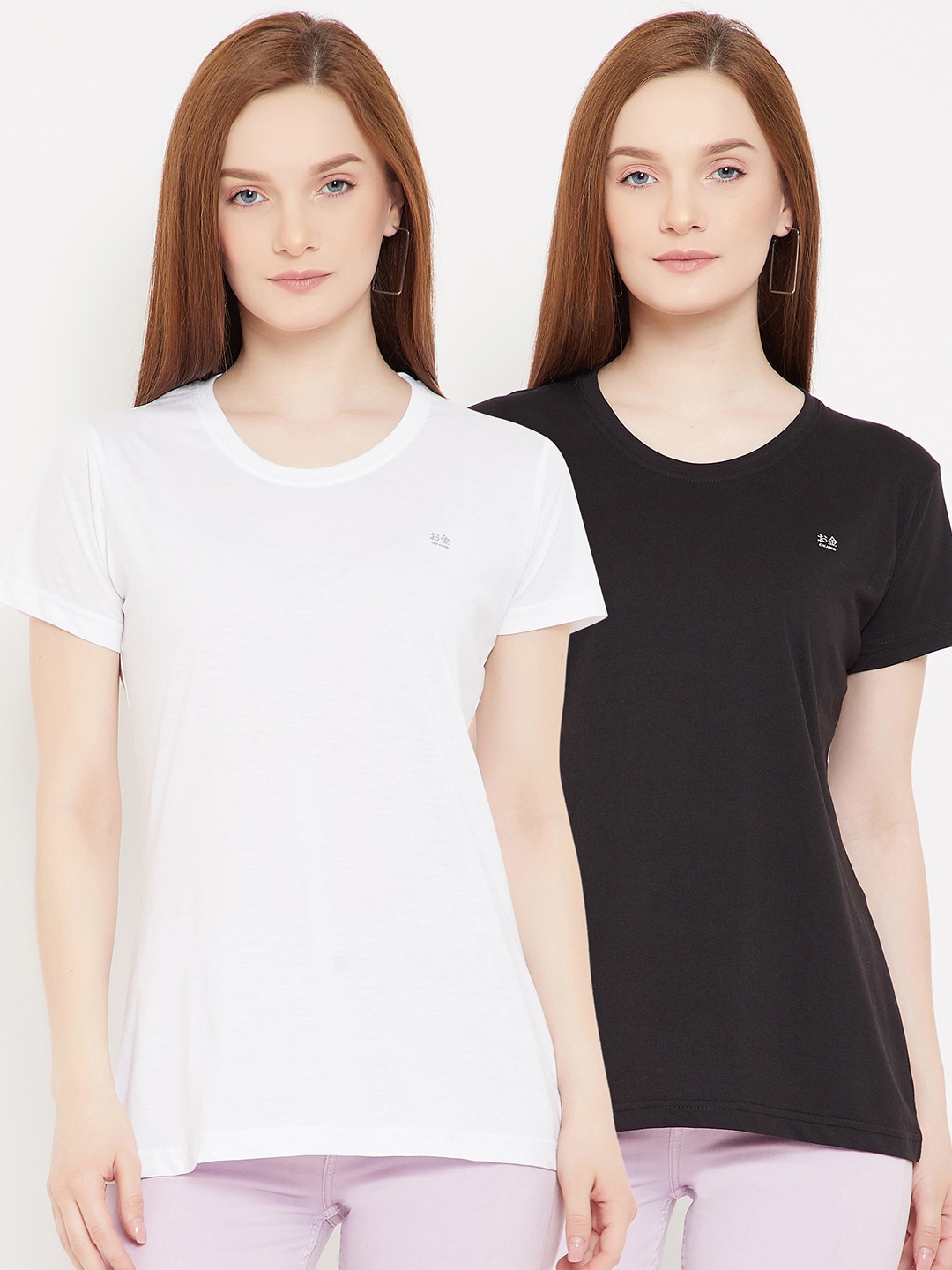 

Okane Women White & Black T-shirt Set Of 2