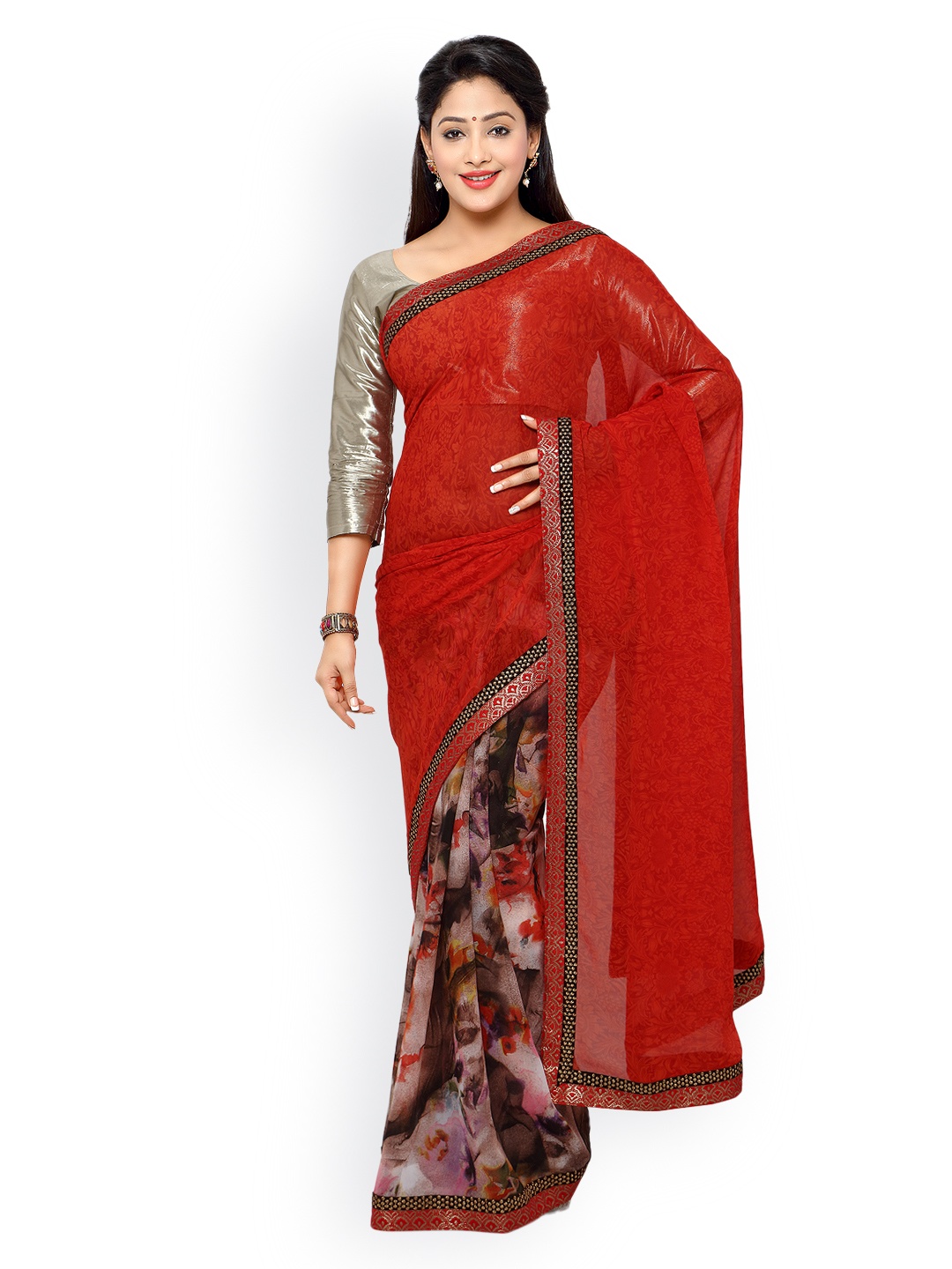 

Kalista Red Georgette Printed Saree
