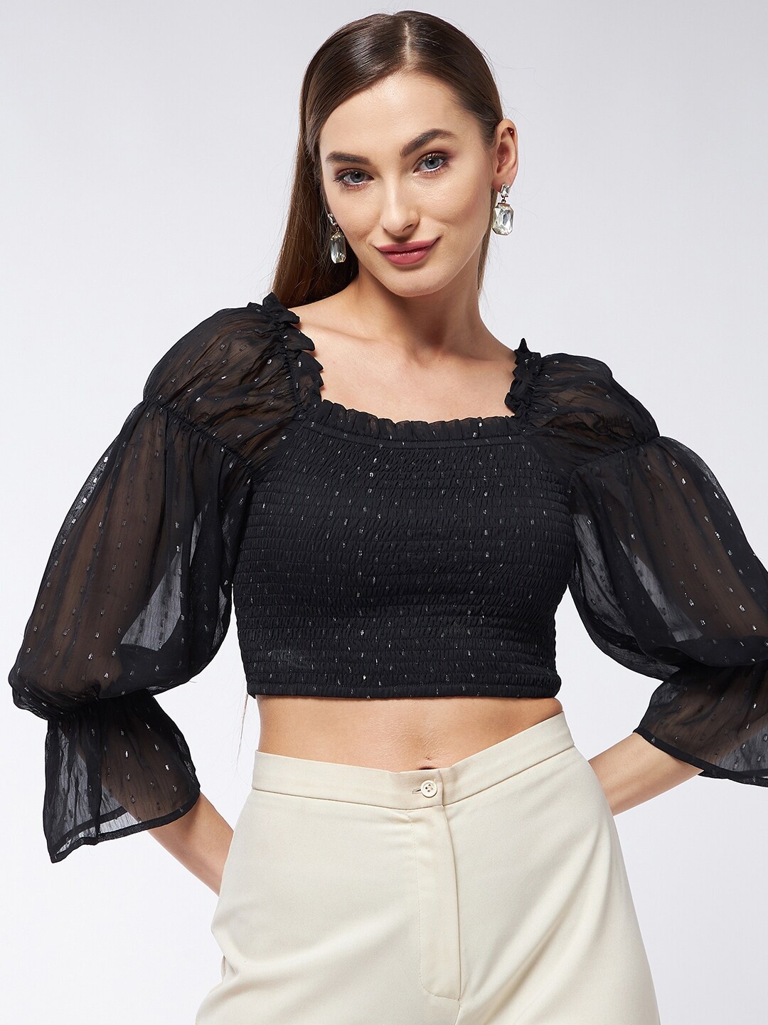 

MAGRE Black Georgette Crop Top