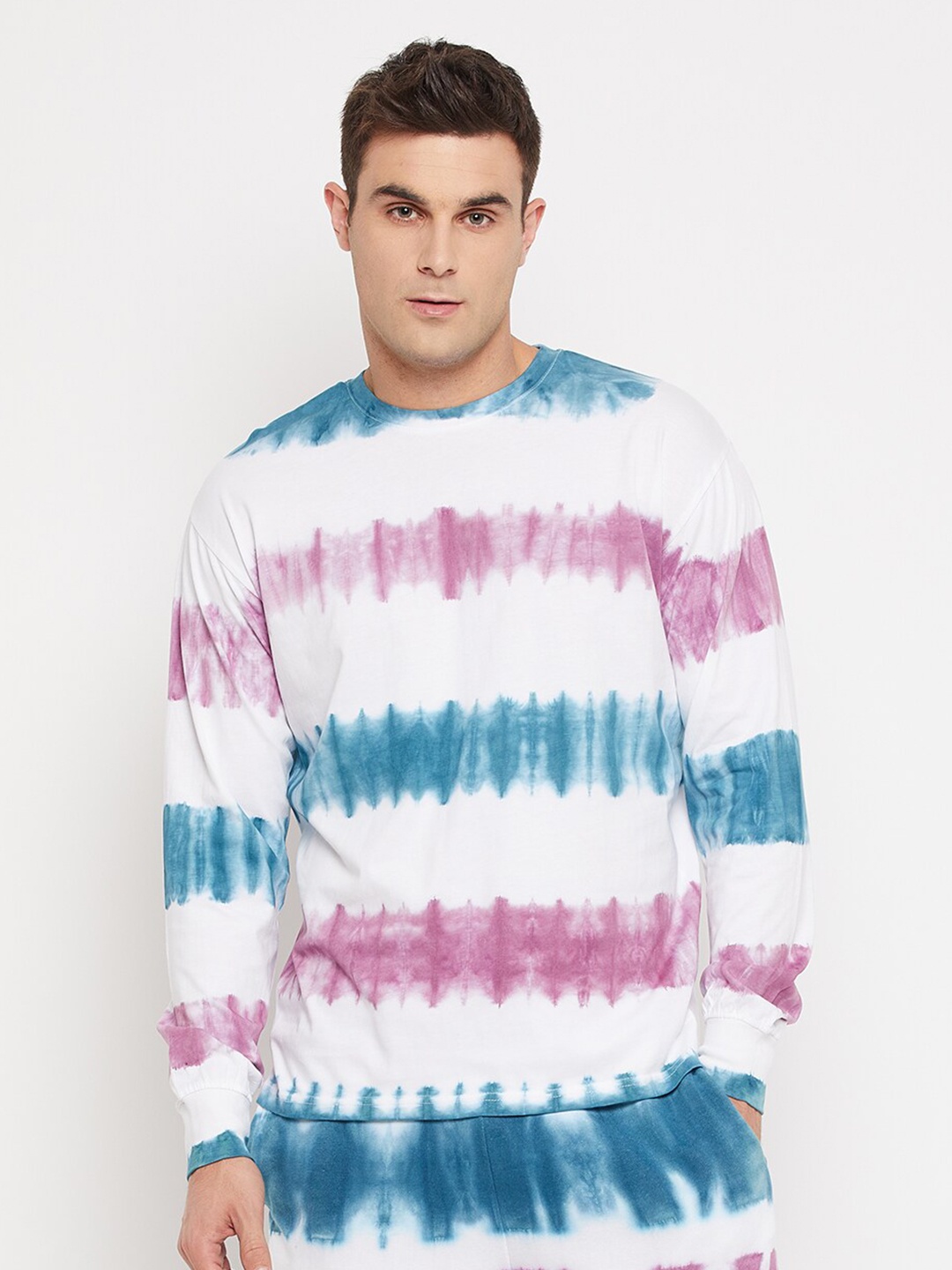 

FUGAZEE Men Multicoloured Dyed Pure Cotton Loose T-shirt, Multi