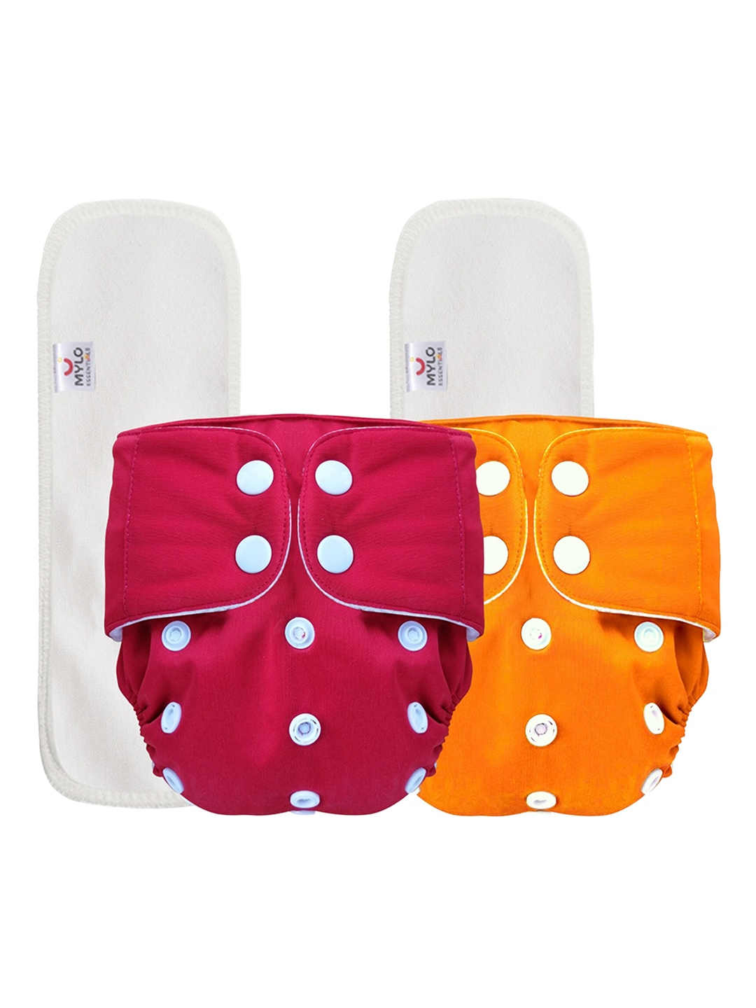 

Mylo Kids Set Of 2 Red & Orange Essentials 100% Cloth Diapers