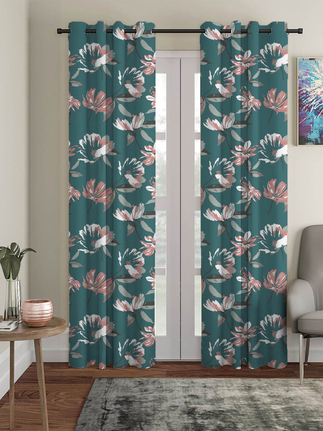 

HOUZZCODE Teal Room Darkening Long Door Curtain