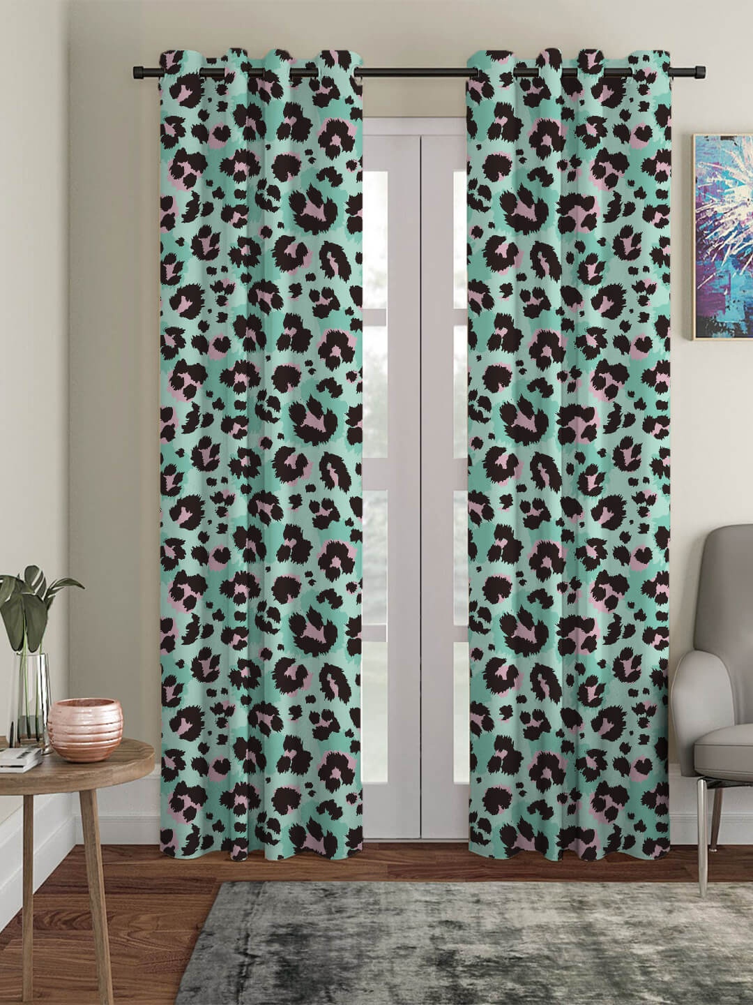 

HOUZZCODE Green & Black Room Darkening Door Curtain