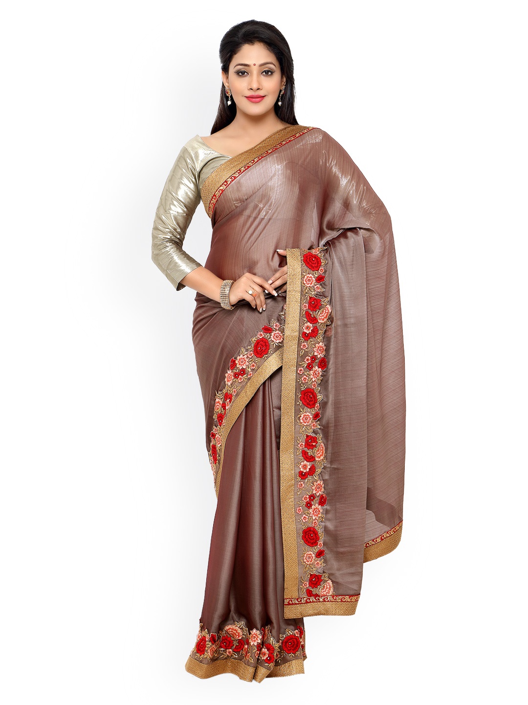 

Kalista Coffee Brown Georgette Traditional Saree