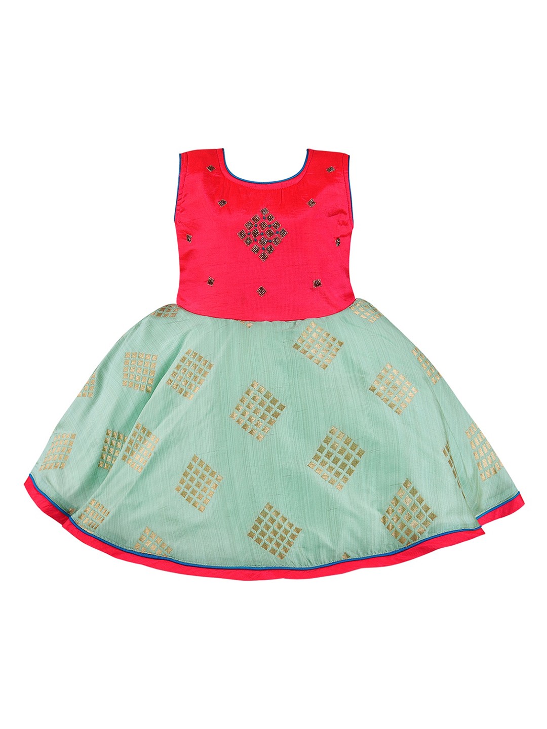 

Wish Karo Blue Embellished Satin Dress
