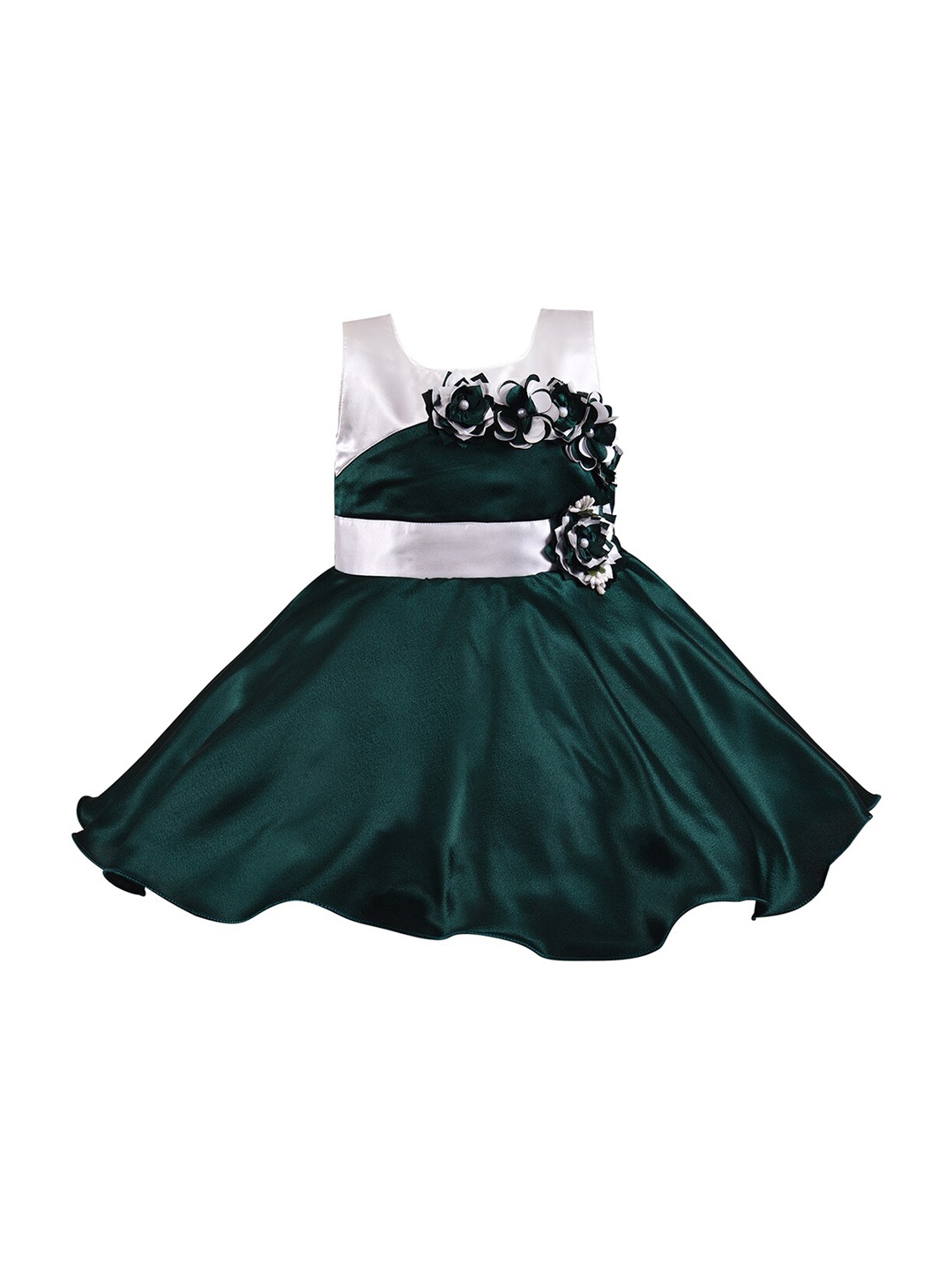 

Wish Karo Girls Green & Silver-Toned Satin Dress
