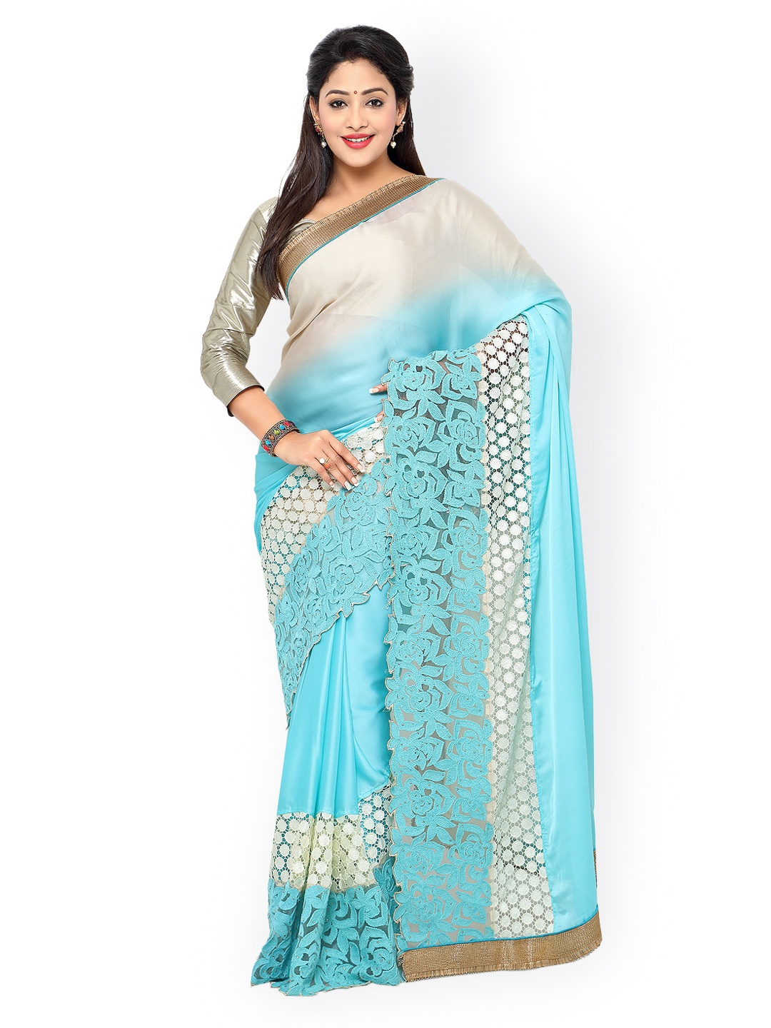 

Kalista Blue Georgette Saree