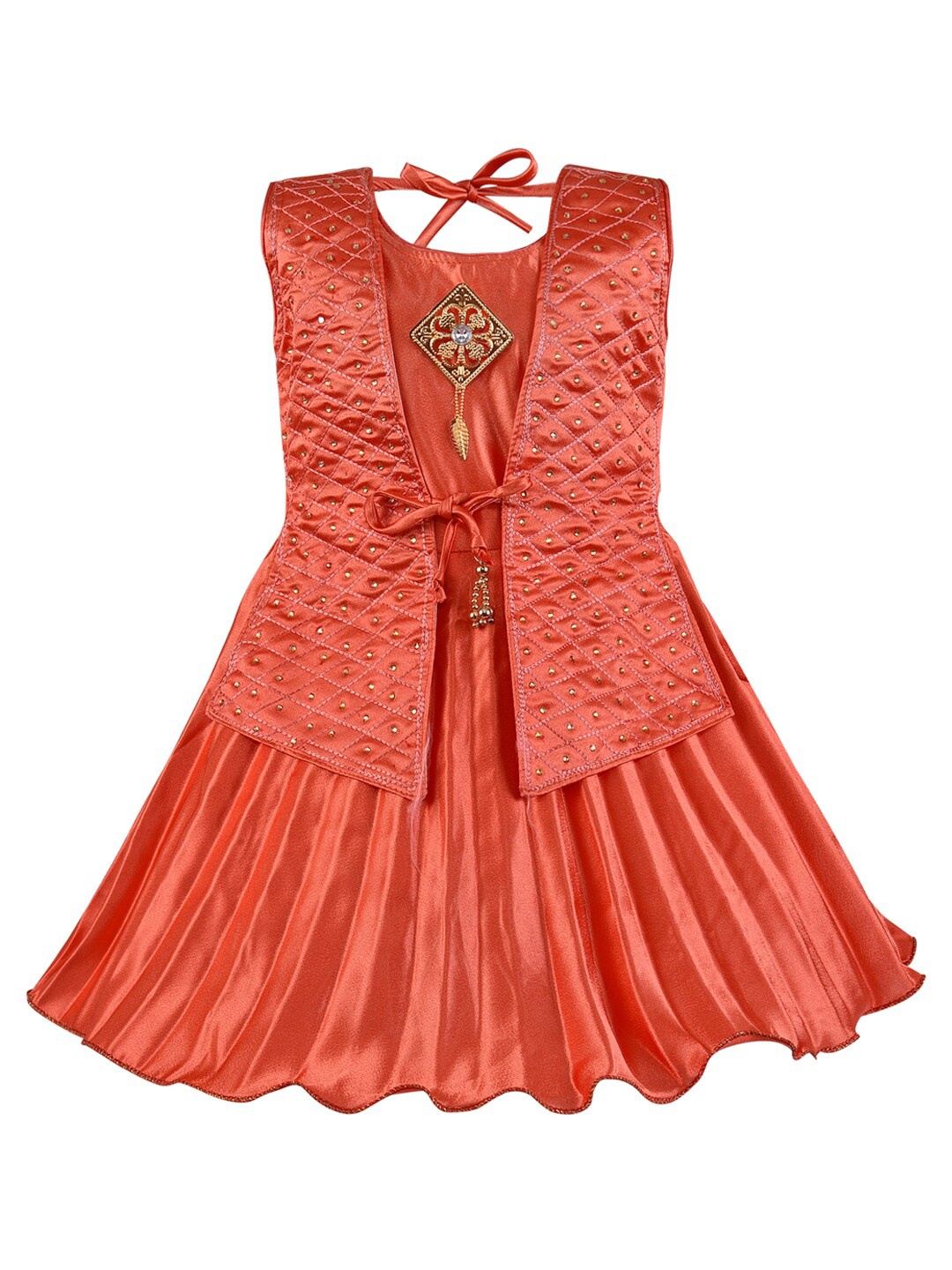 

Wish Karo Girls Orange Satin Dress