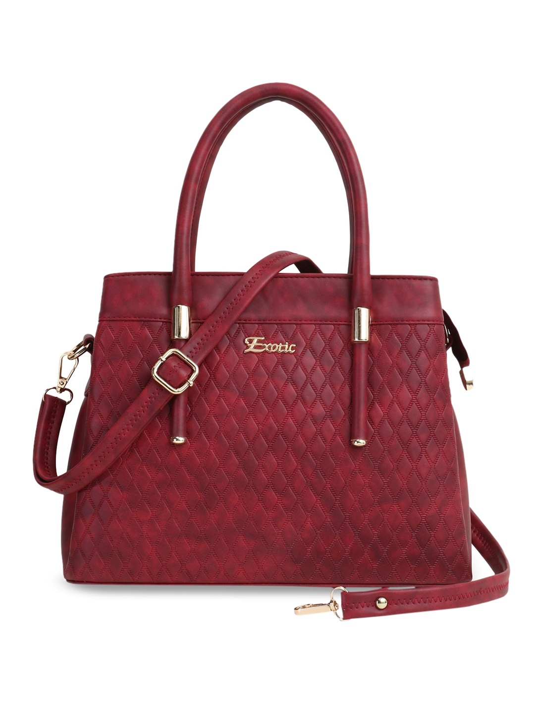

Exotic Maroon Geometric Textured Structured Handheld Bag