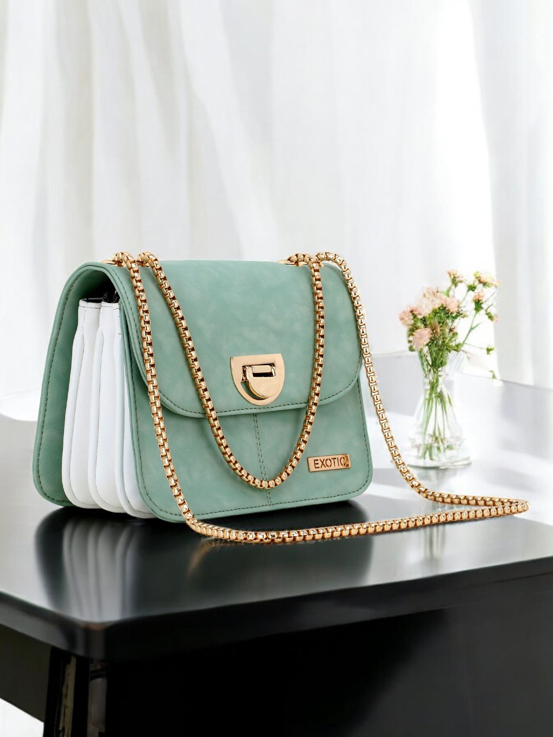 

Exotic Green PU Structured Sling Bag