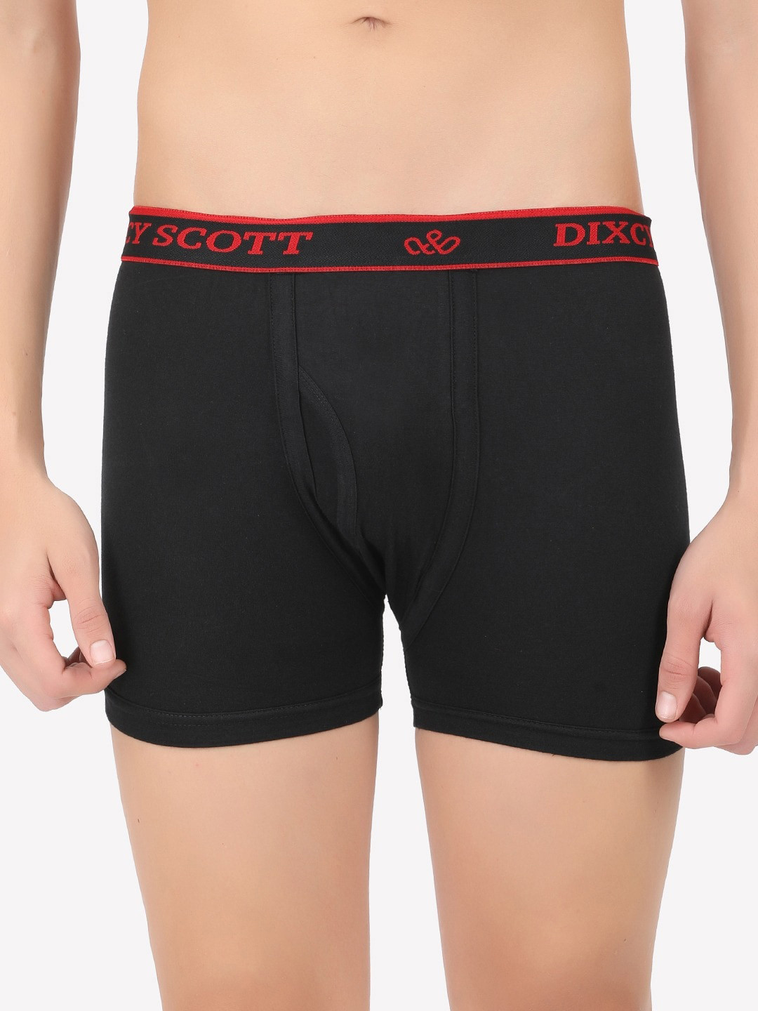

DIXCY SCOTT Men Pack Of 3 Solid Cotton Trunks CROSS TRUNK-BLACK-P3