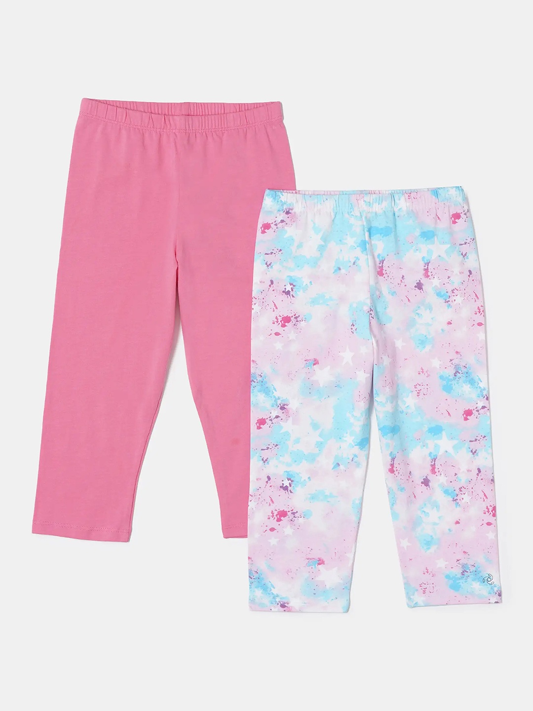 

Jockey Girls Pack of 2 Super Combed Cotton Printed Slim Fit Capri - AG18, Pink