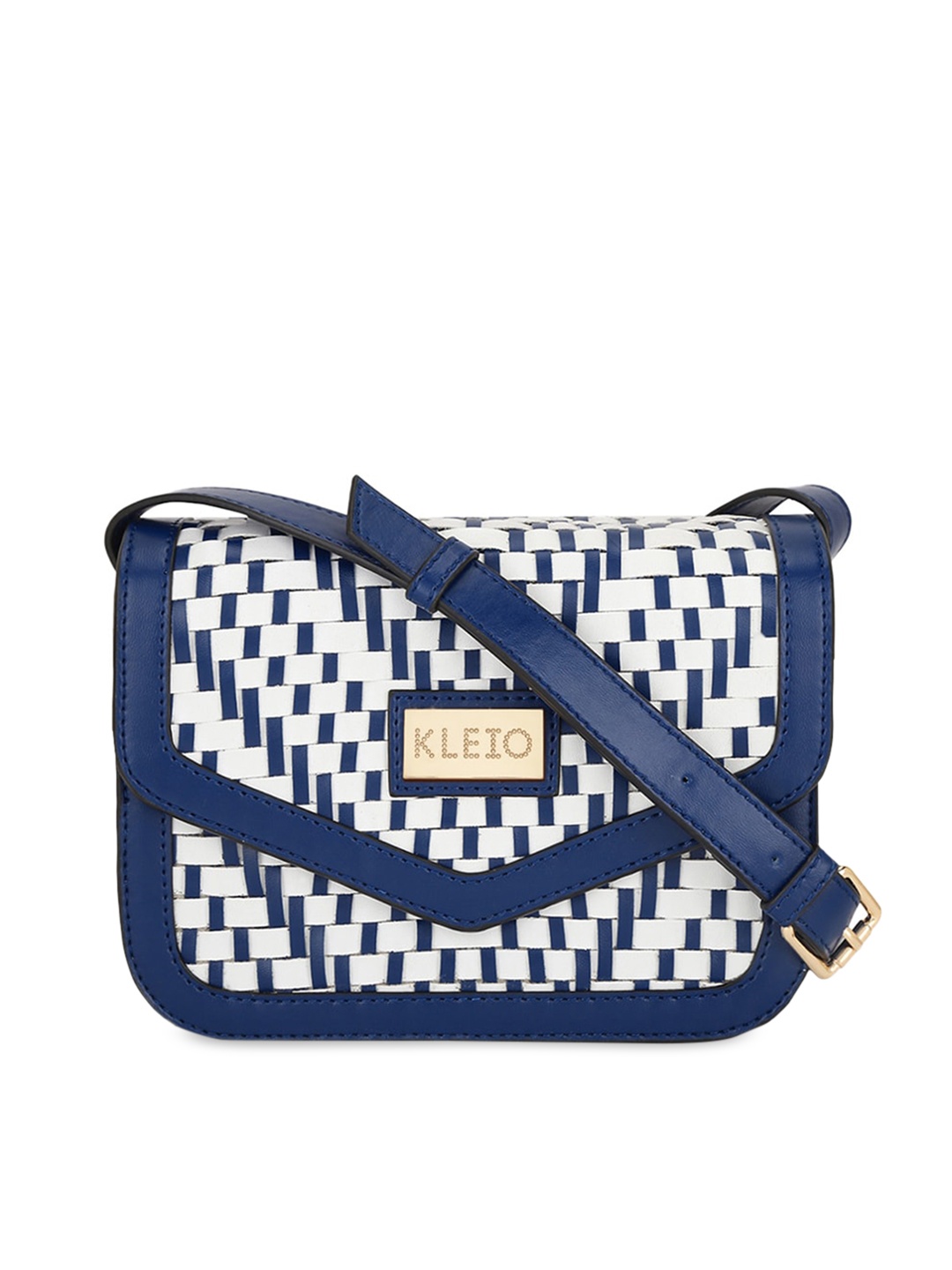 

KLEIO Twin Colored Weaved Sling Handbag, Blue