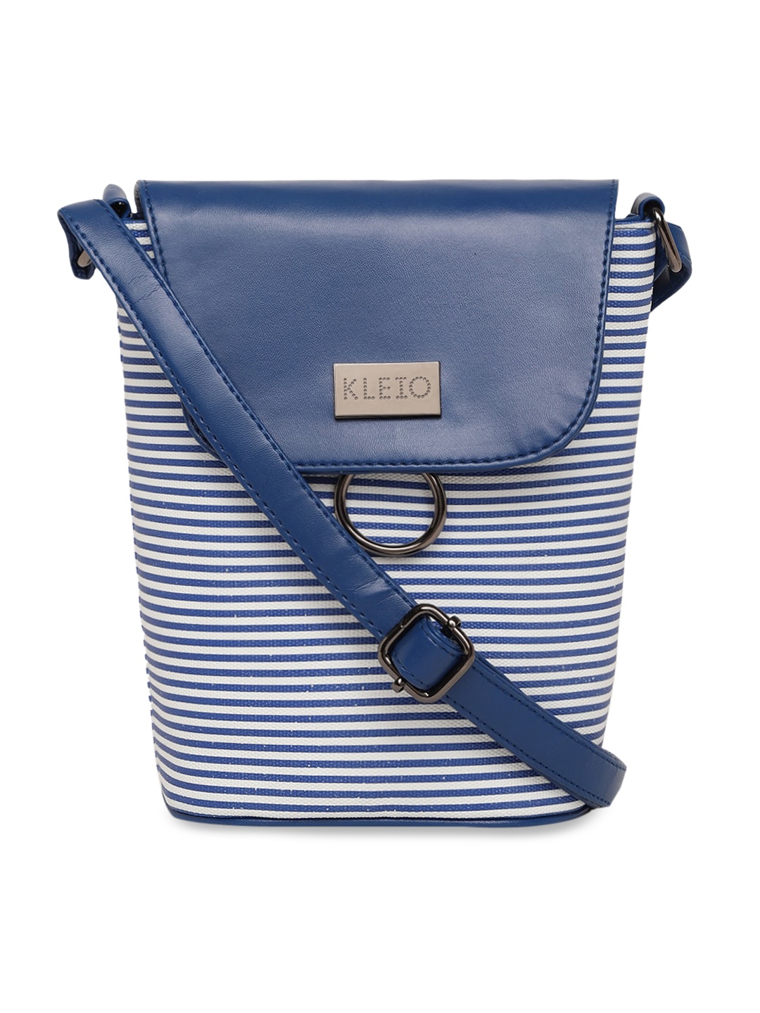 

KLEIO Women Blue Striped Sling Bag