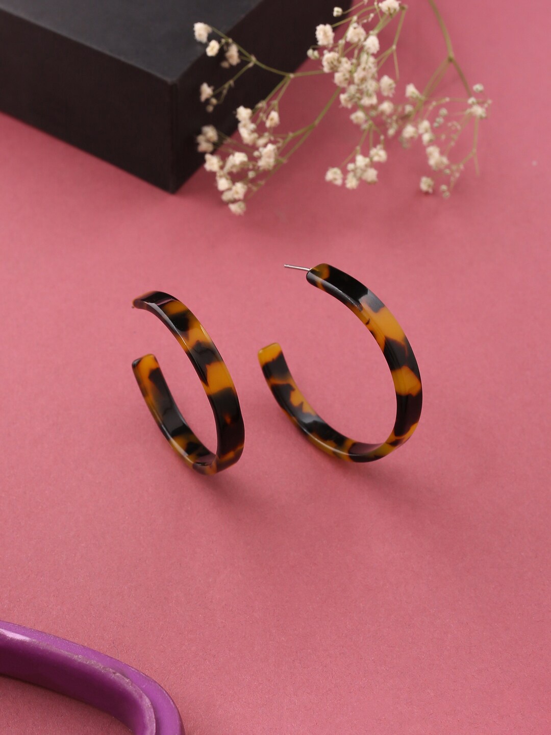 

VIRAASI Yellow Contemporary Half Hoop Earrings