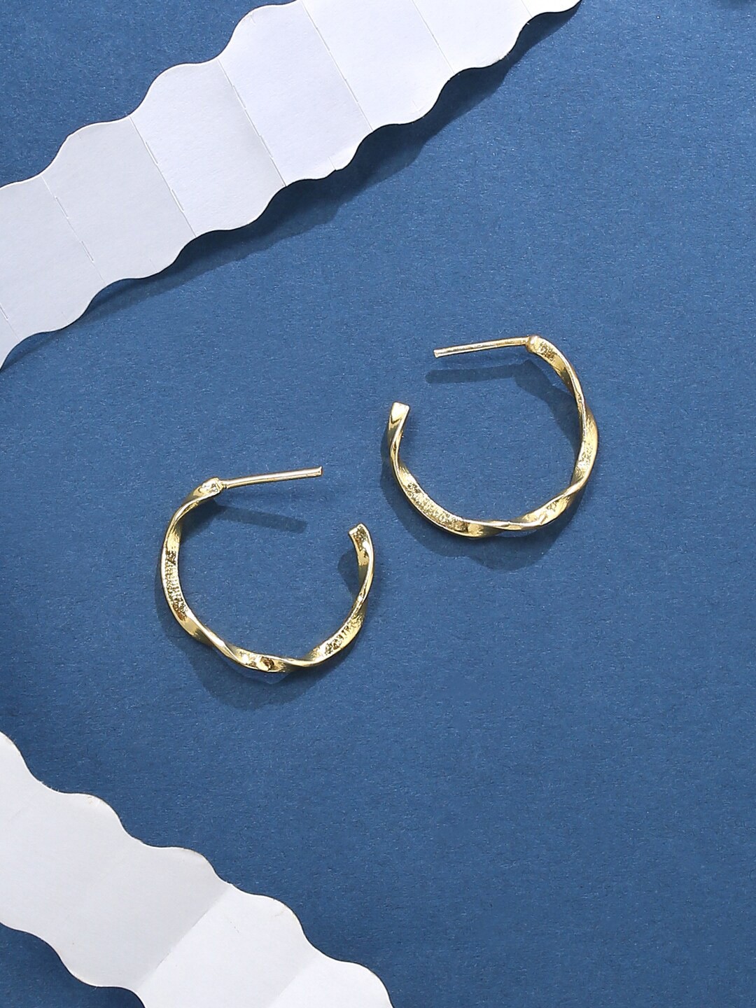 

VIRAASI Gold-Toned Contemporary Half Hoop Earrings