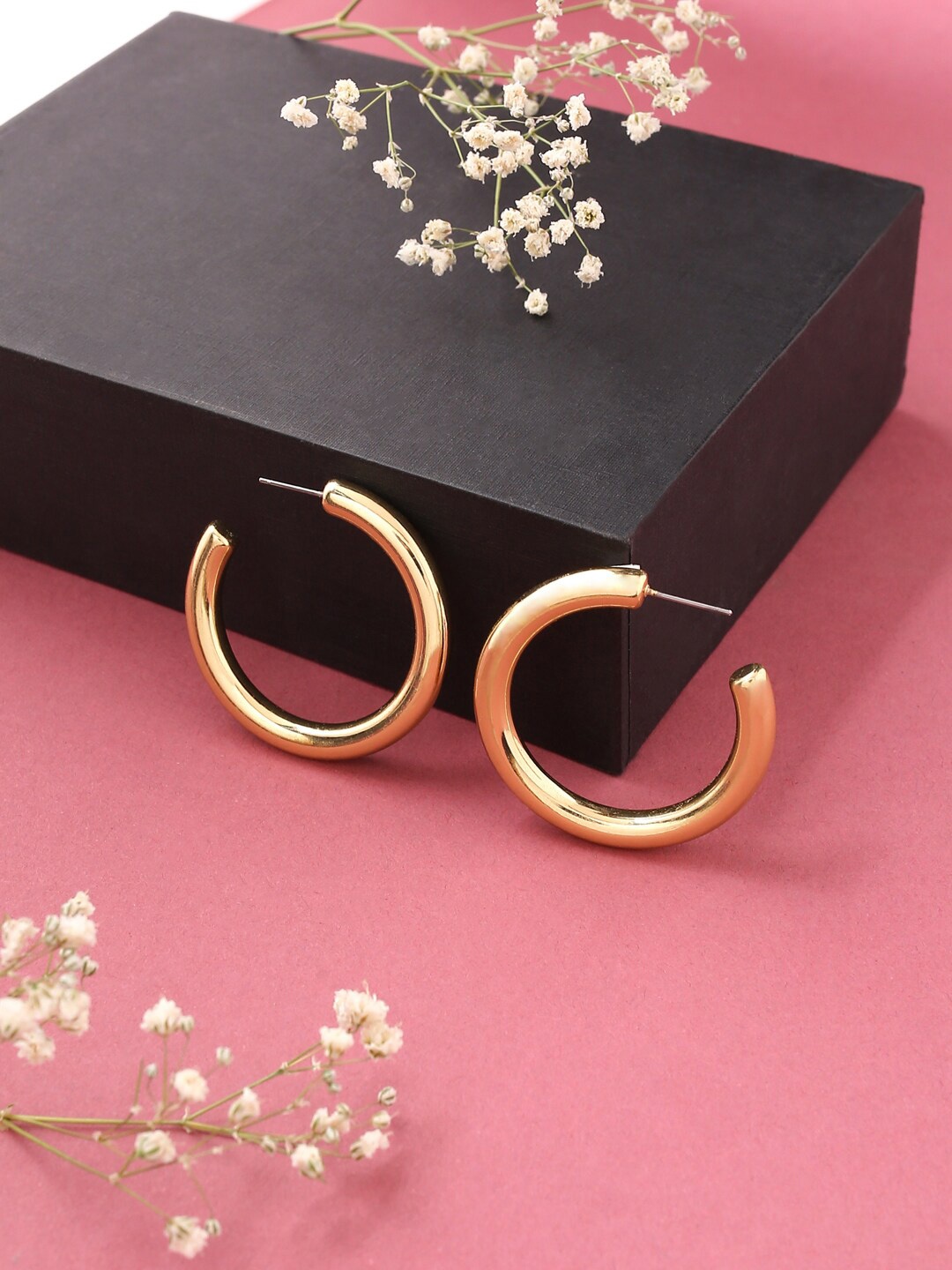 

VIRAASI Gold-Toned Contemporary Half Hoop Earrings