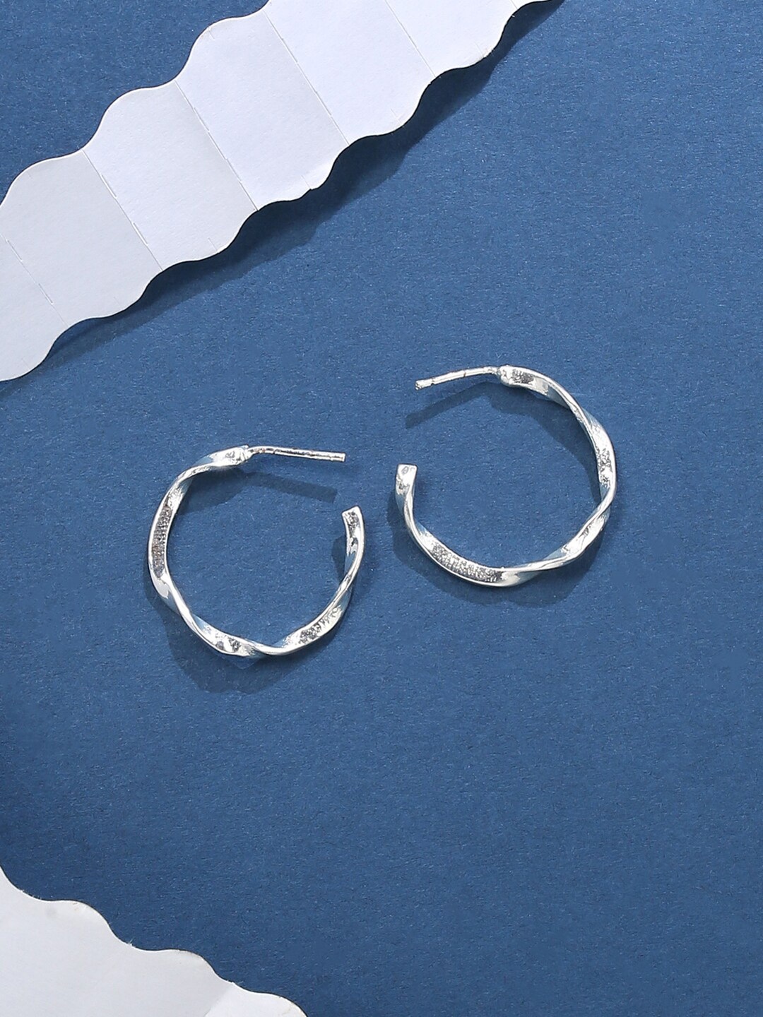 

VIRAASI Silver-Toned Contemporary Half Hoop Earrings