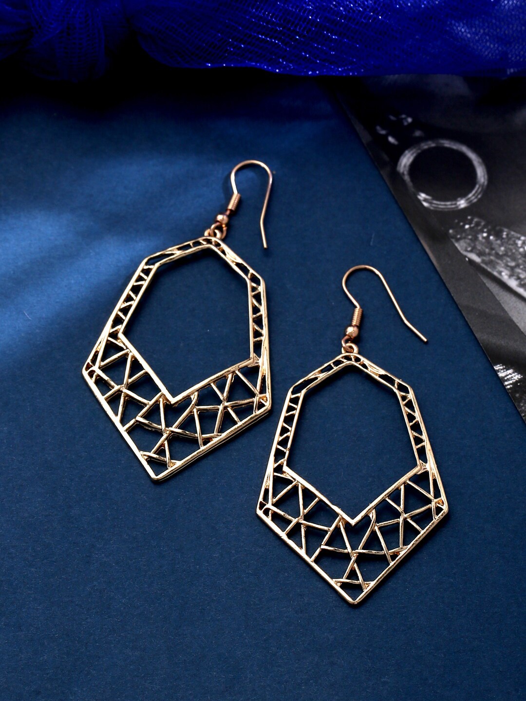 

VIRAASI Gold-Toned Geometric Drop Earrings