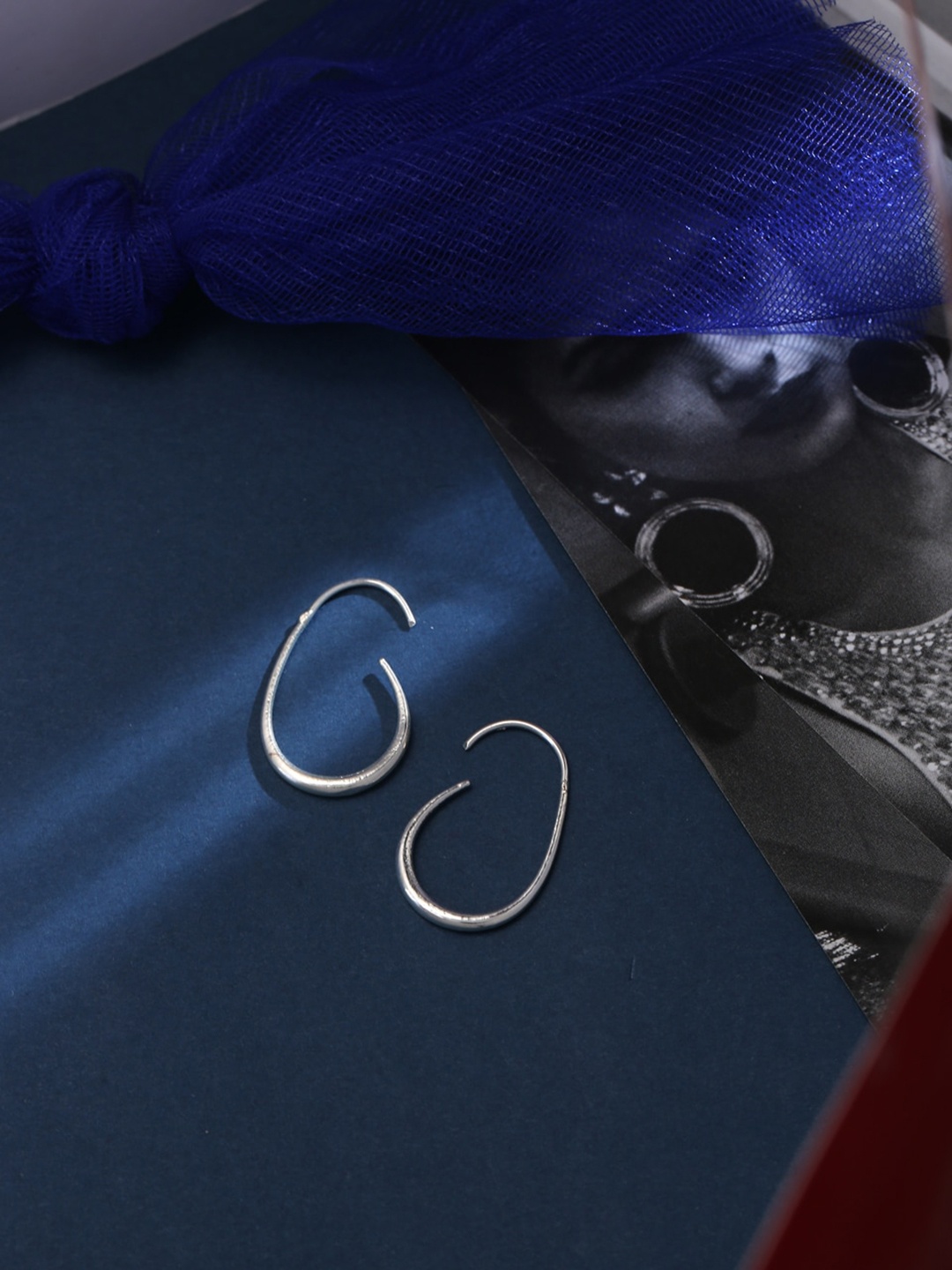 

VIRAASI Silver-Toned Contemporary Half Hoop Earrings