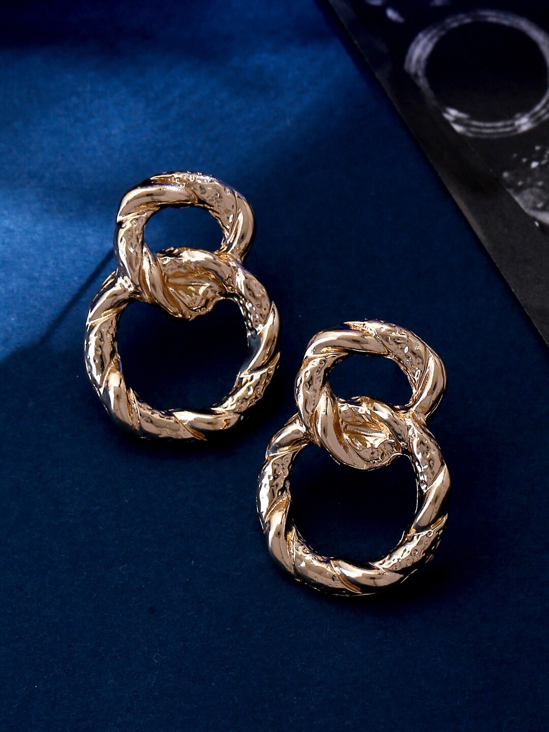 

VIRAASI Gold-Toned Textured Circular Studs Earrings