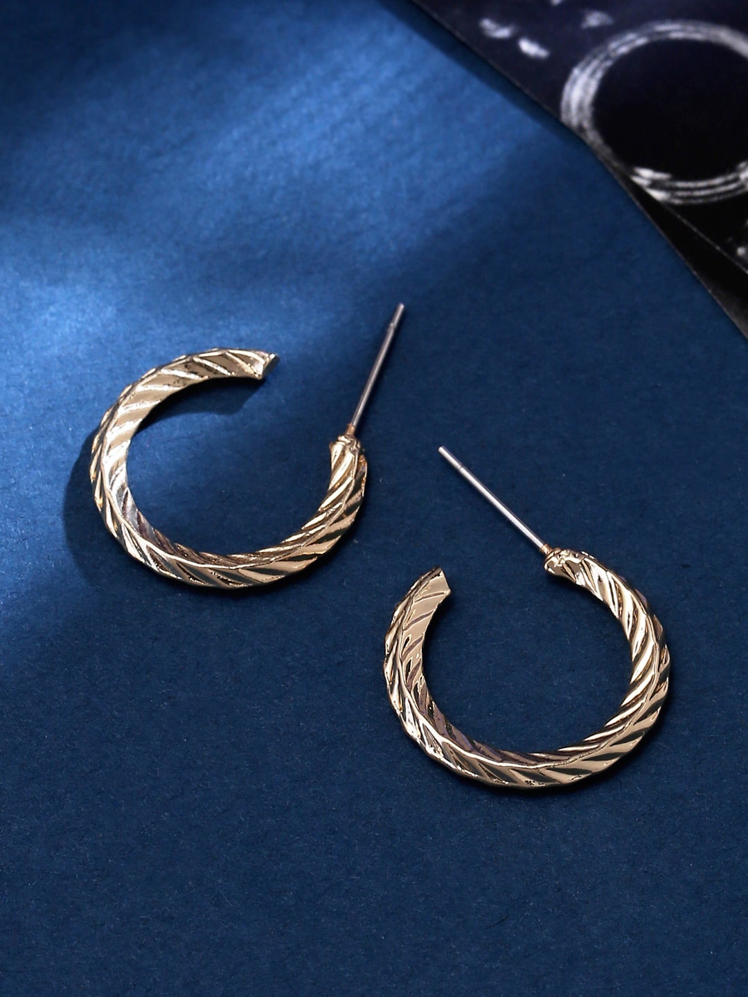 

VIRAASI Gold-Toned Contemporary Half Hoop Earrings