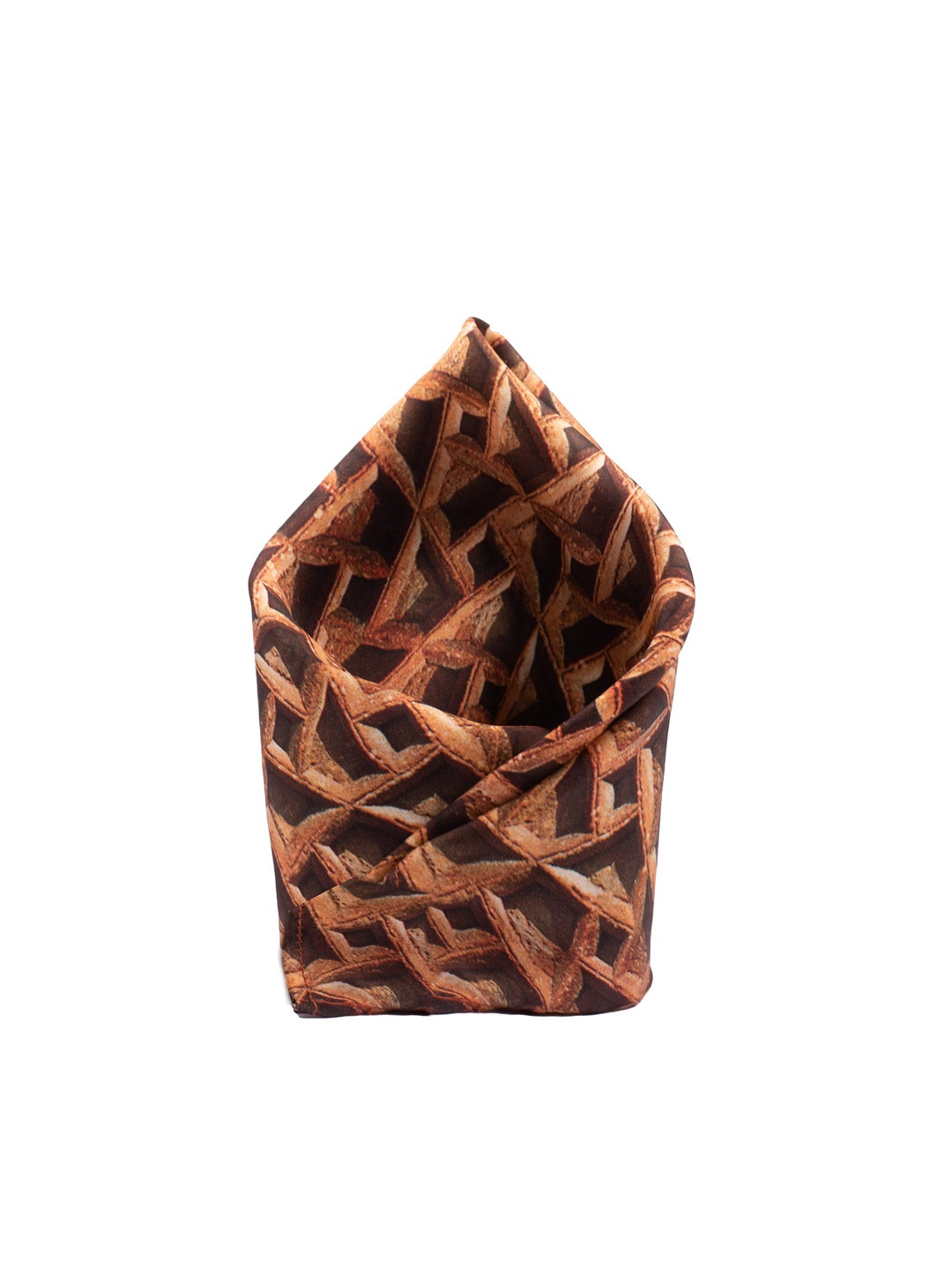 

The Tie Hub Men Brown & Orange Printed Pocket Squares