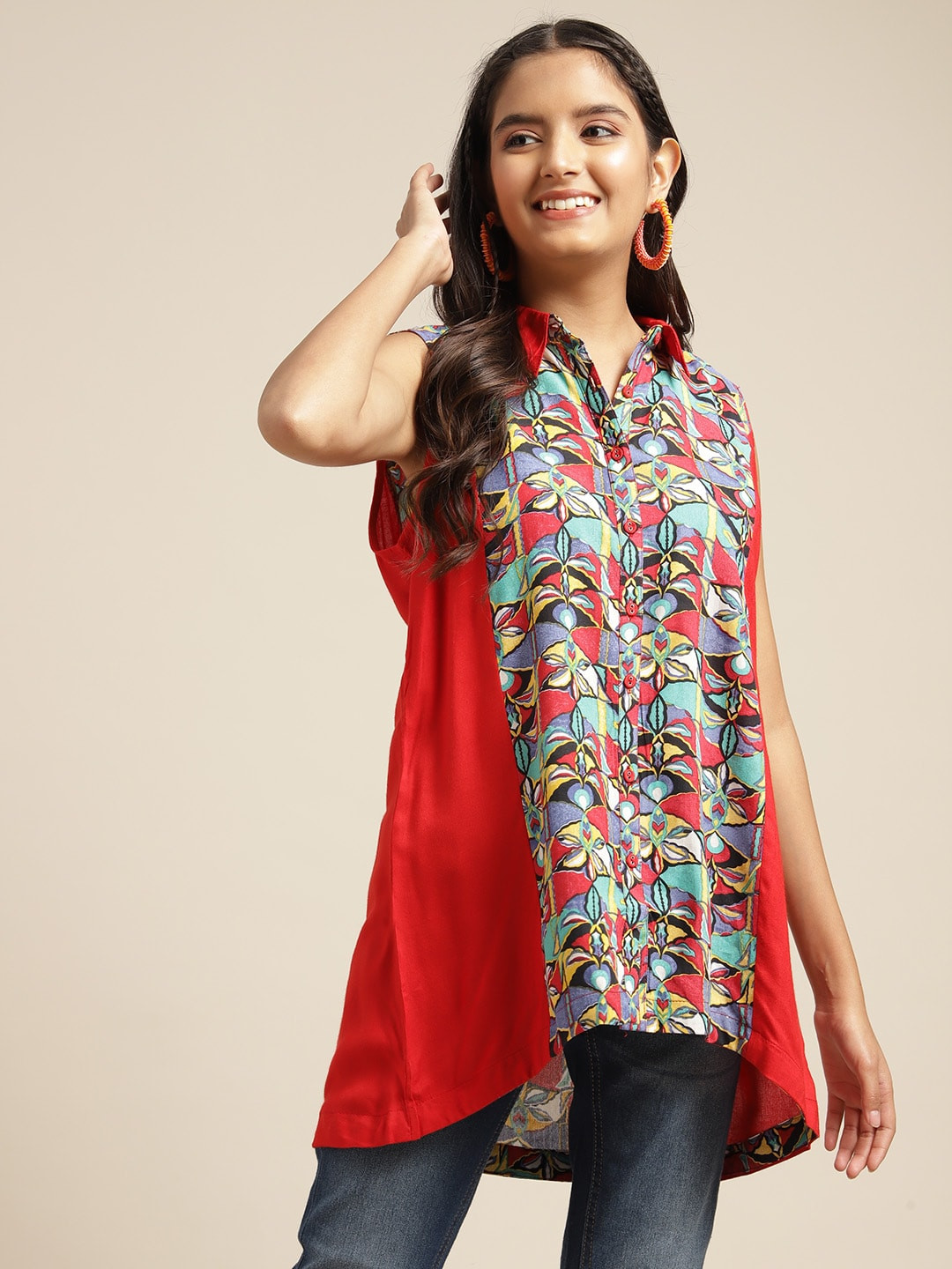 

Sangria Teen Girls Multicoloured Floral Print Shirt Style Top, Multi