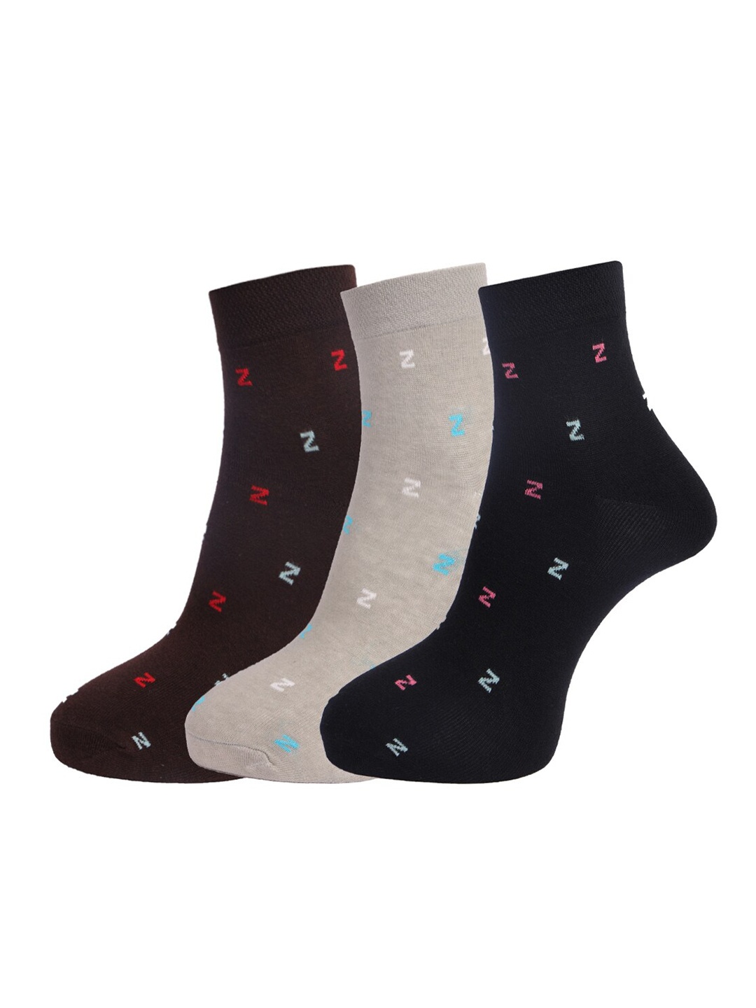 

Dollar Men Pack Of 3 Assorted Cotton Ankle-Length Socks