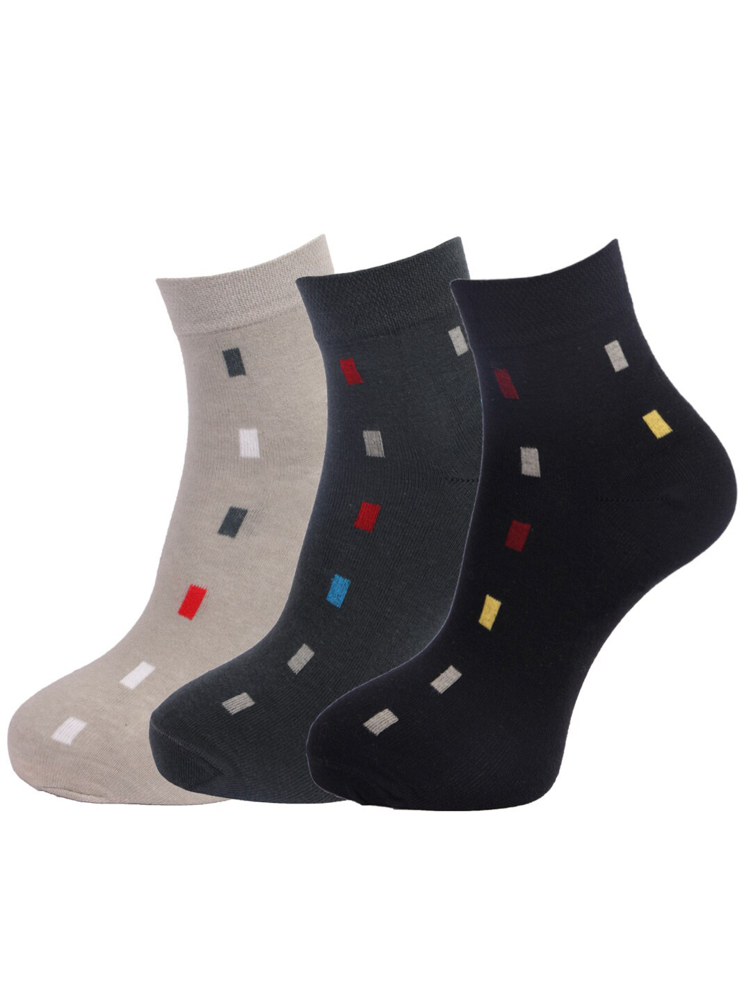 

Dollar Socks Men Pack Of 3 Assorted Ankle-Length Cotton Socks