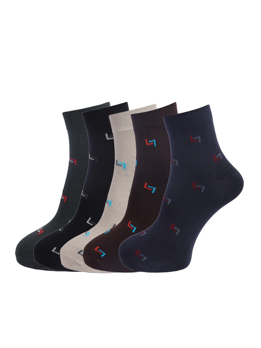 

Dollar Socks Men Pack Of 5 Assorted Cotton Ankle-Length Socks