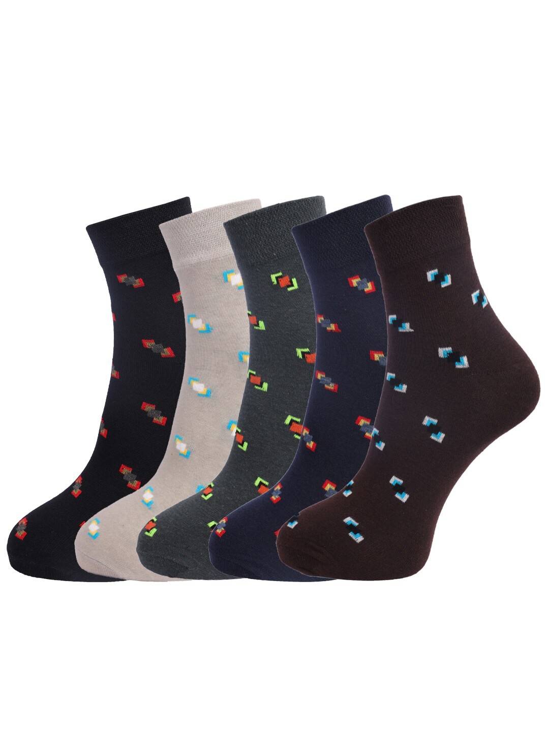 

Dollar Socks Men Pack Of 5 Assorted Cotton Ankle-Length Socks