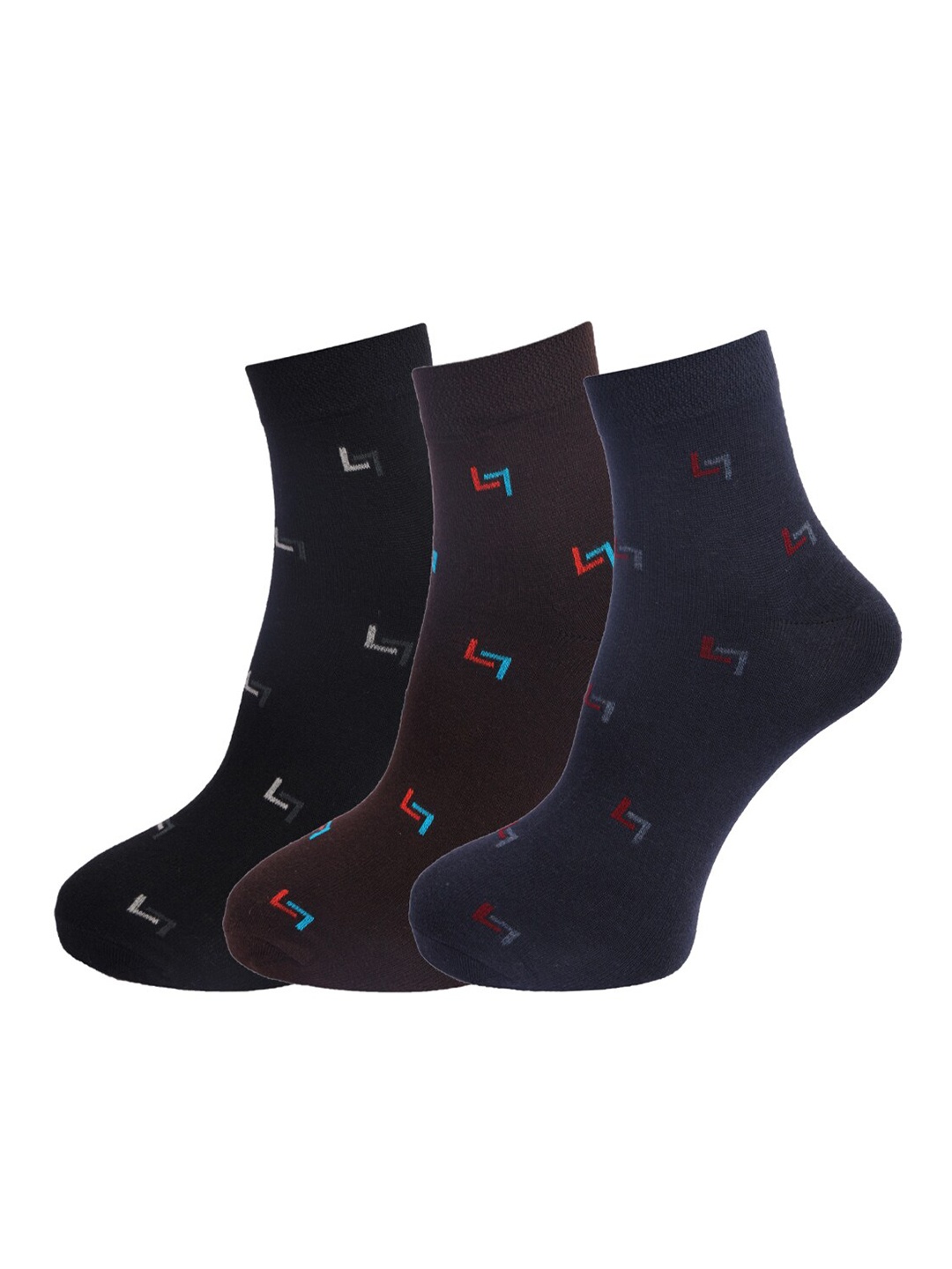 Dollar Socks Men Pack of 3 Assorted Cotton Ankle Length Socks