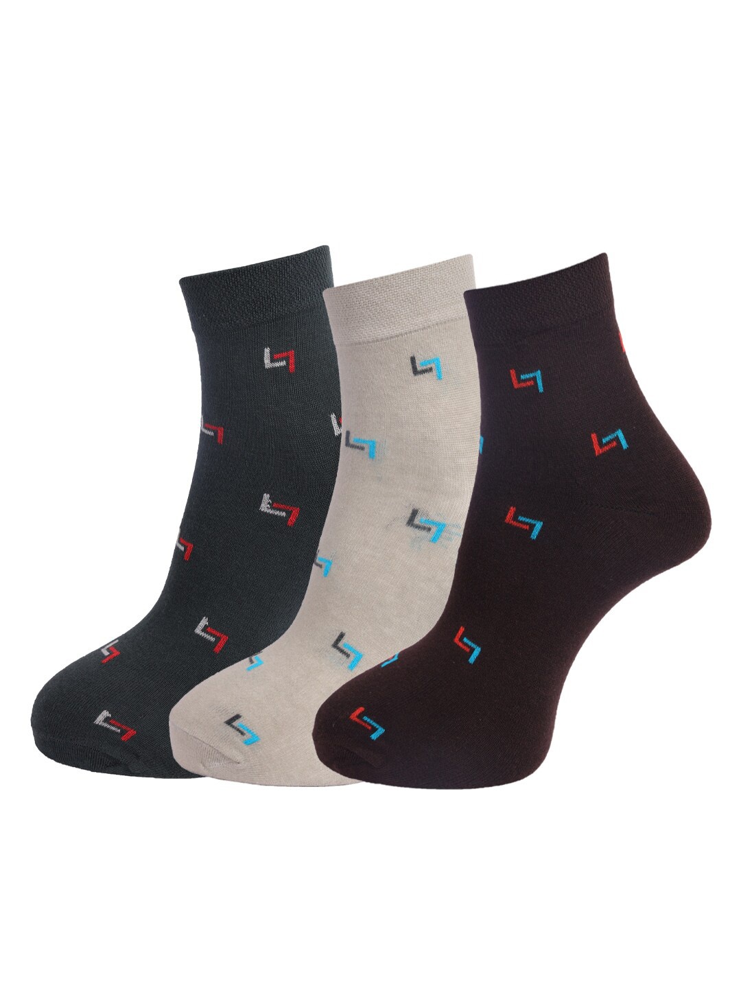 

Dollar Socks Men Pack Of 3 Assorted Ankle-Length Cotton Socks