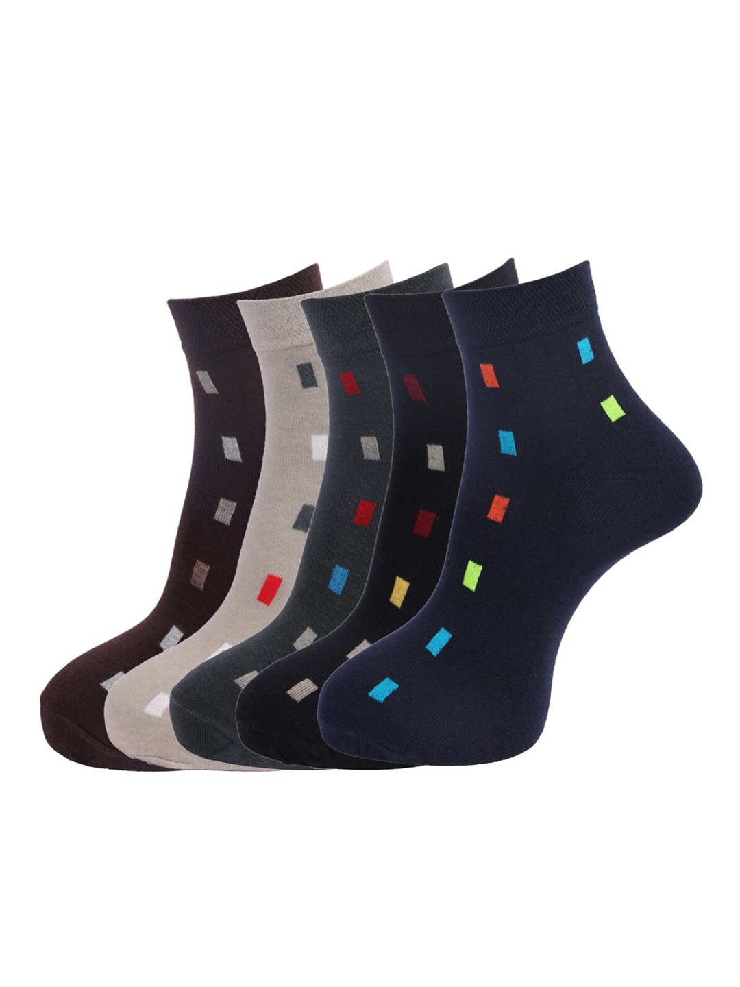 Dollar Socks Men Pack Of 5 Assorted Cotton Ankle-Length Socks