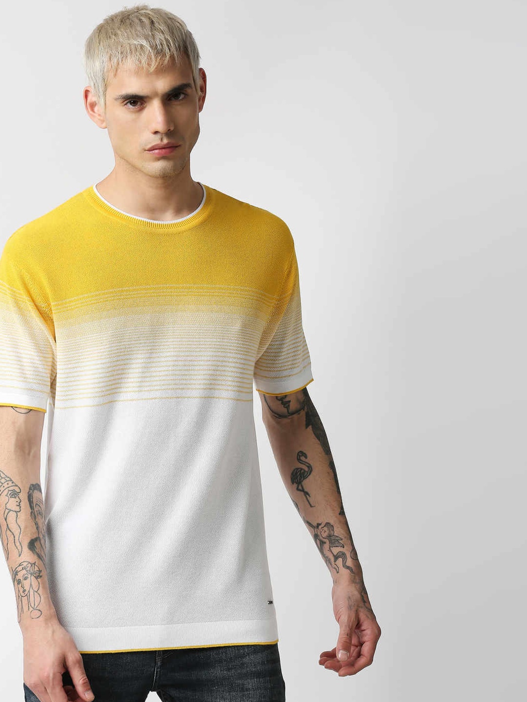 

Pepe Jeans Men Yellow & White Striped-shirt