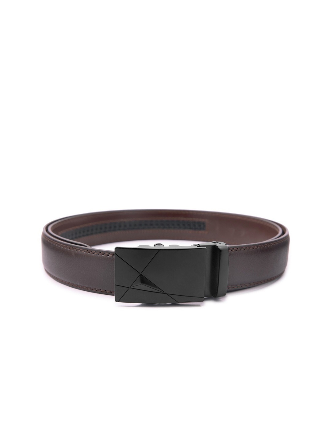 

BANGE Men Brown Textured Leather Belt