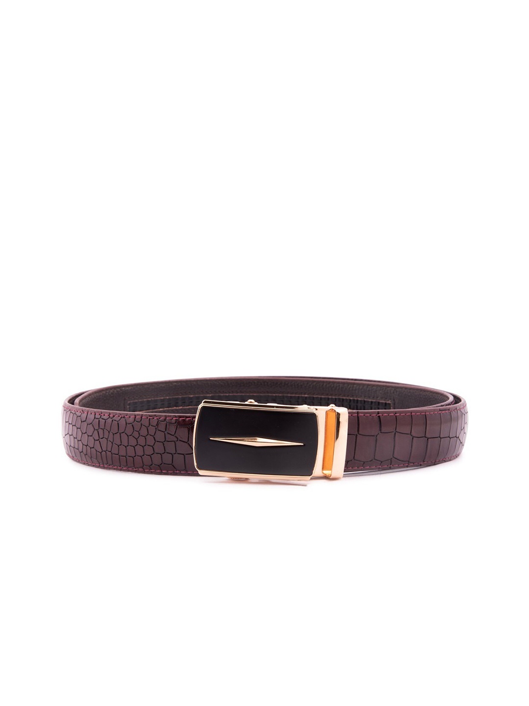 

BANGE Men Red Textured Leather Belt