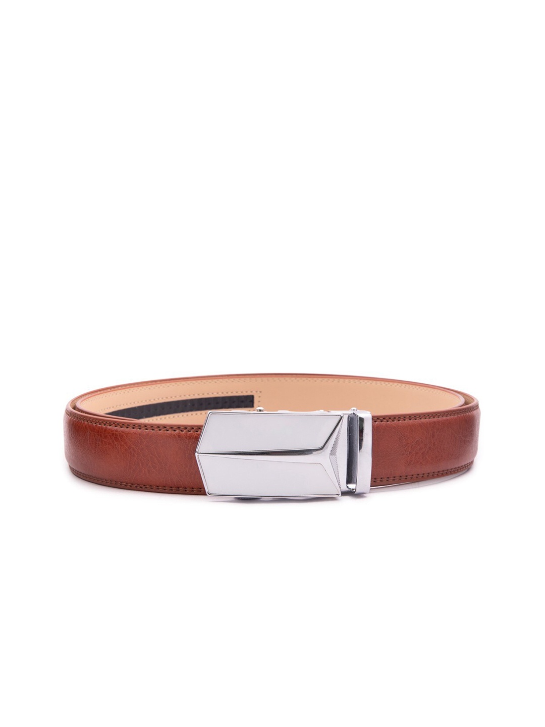 

BANGE Men Brown Textured Leather Formal Belt