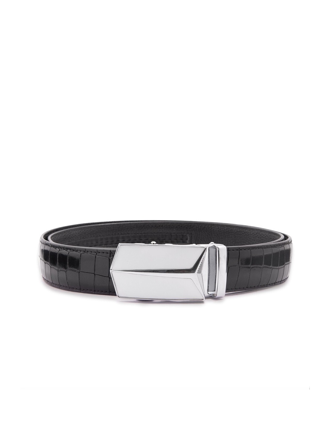 

BANGE Men Black Animal Textured Leather Formal Belt