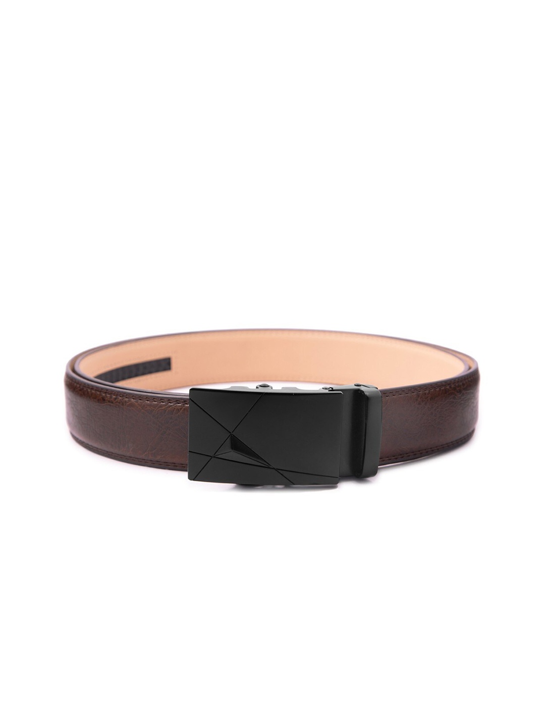 

BANGE Men Brown Textured Leather Formal Belt