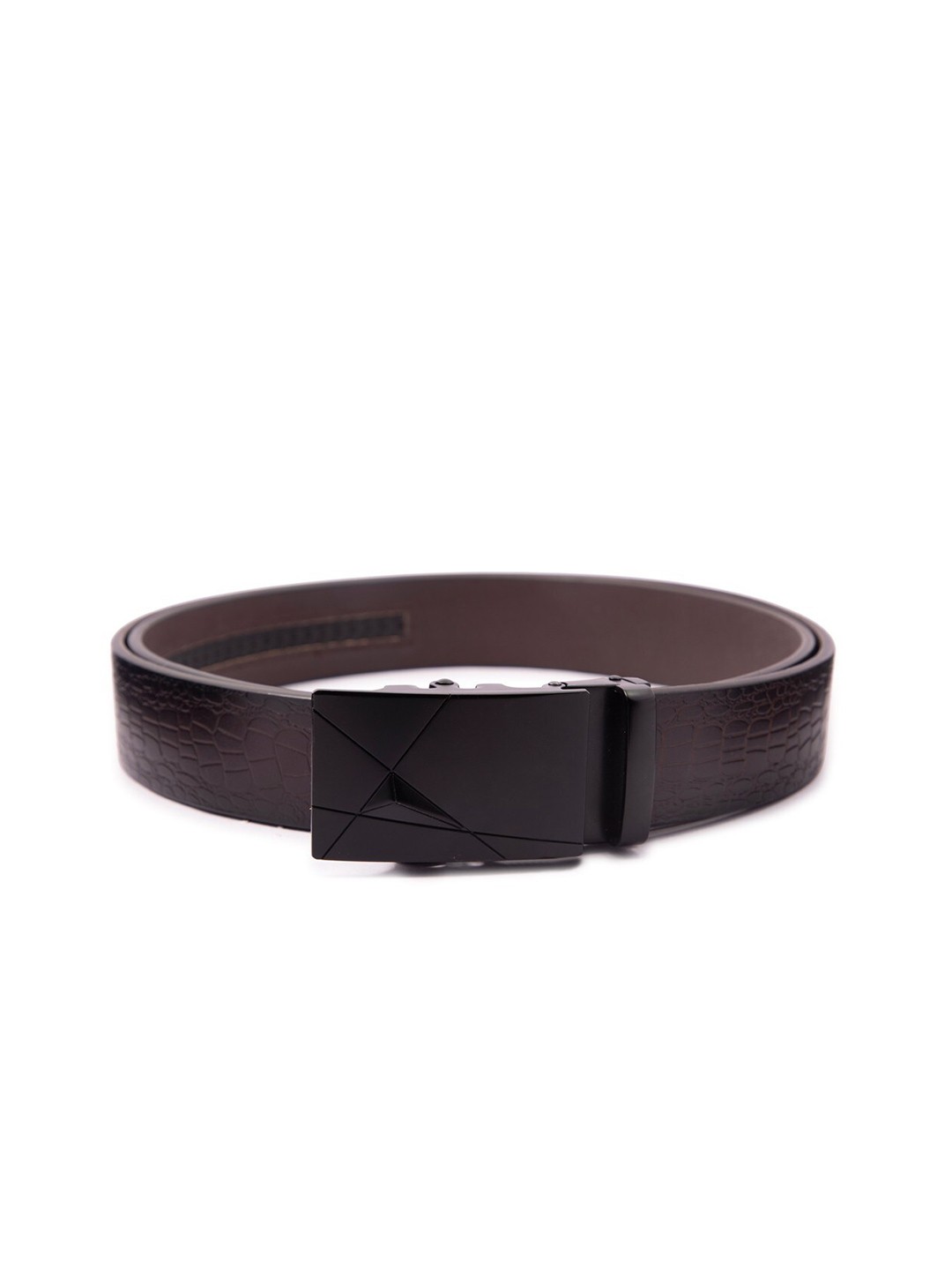 

BANGE Men Brown Textured Leather Formal Belt