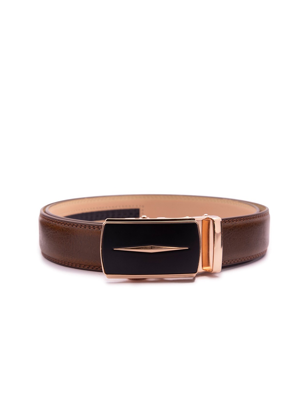 

BANGE Men Brown Textured Leather Formal Belt