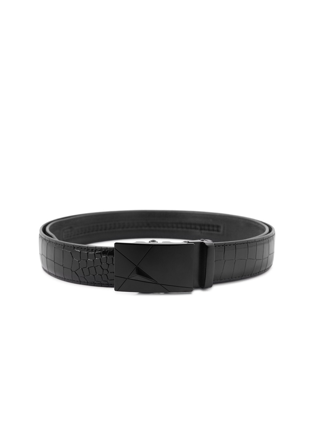 

BANGE Men Black Textured Leather Formal Belt