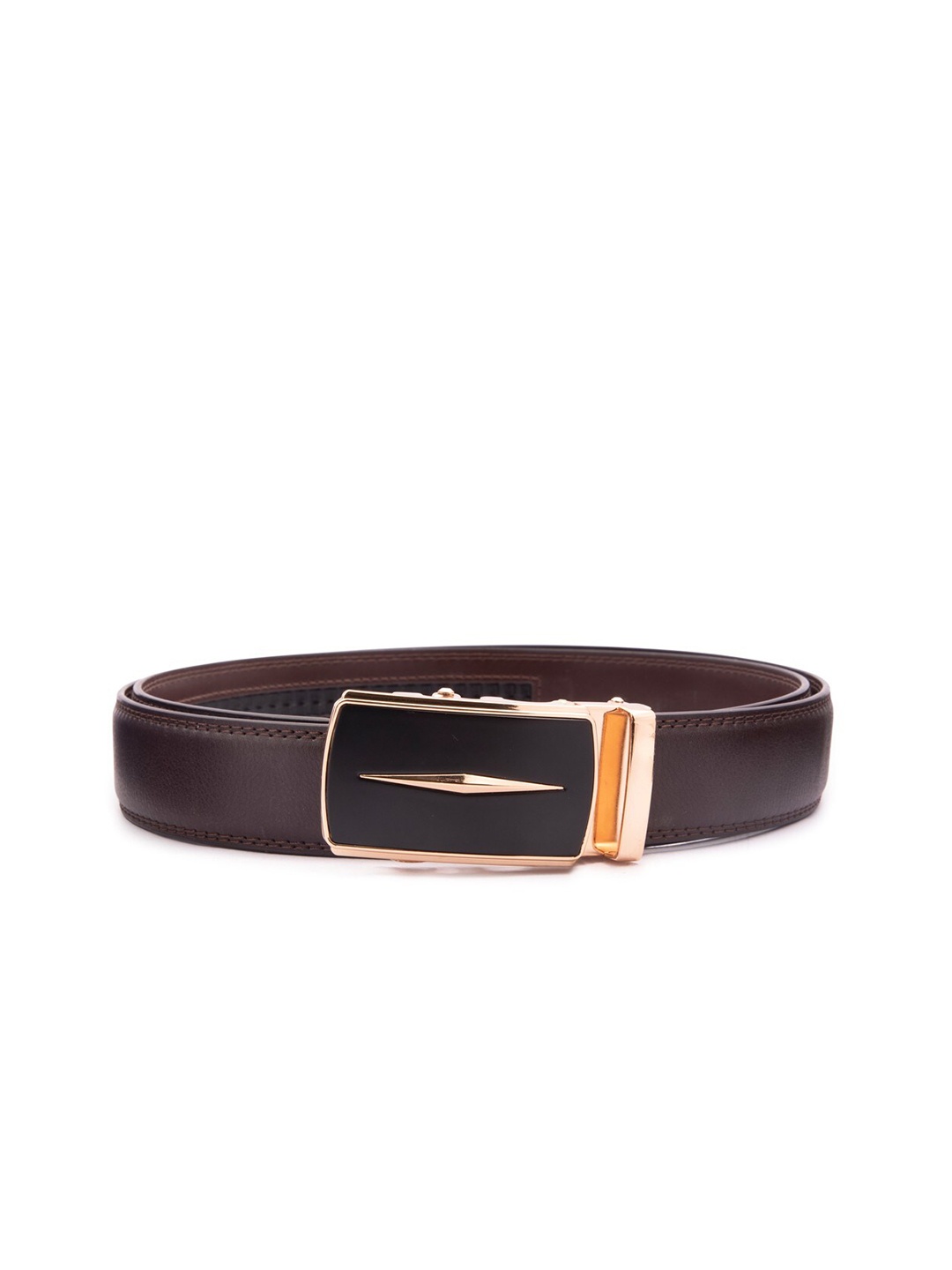 

BANGE Men Brown Textured Leather Formal Belt