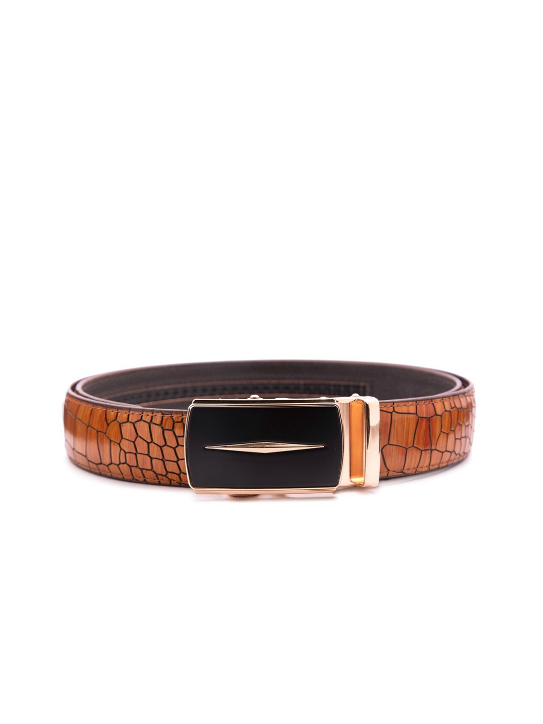 

BANGE Men Beige Textured Leather Belt