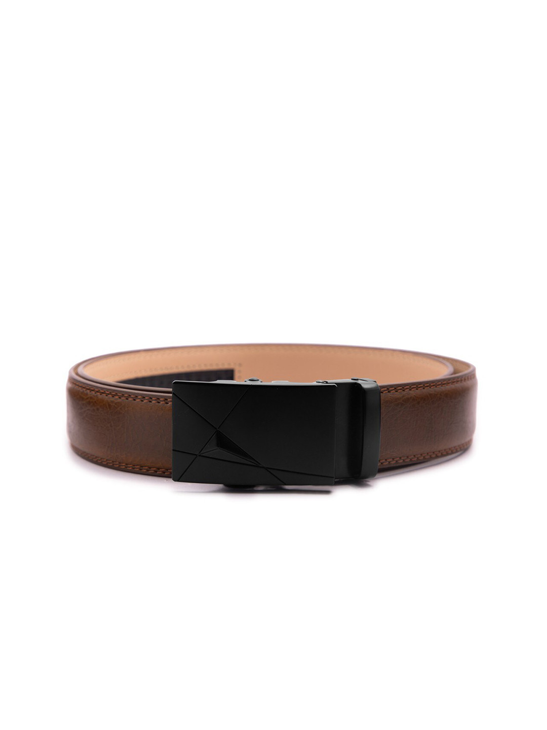 

BANGE Men Brown Textured Leather Formal Belt