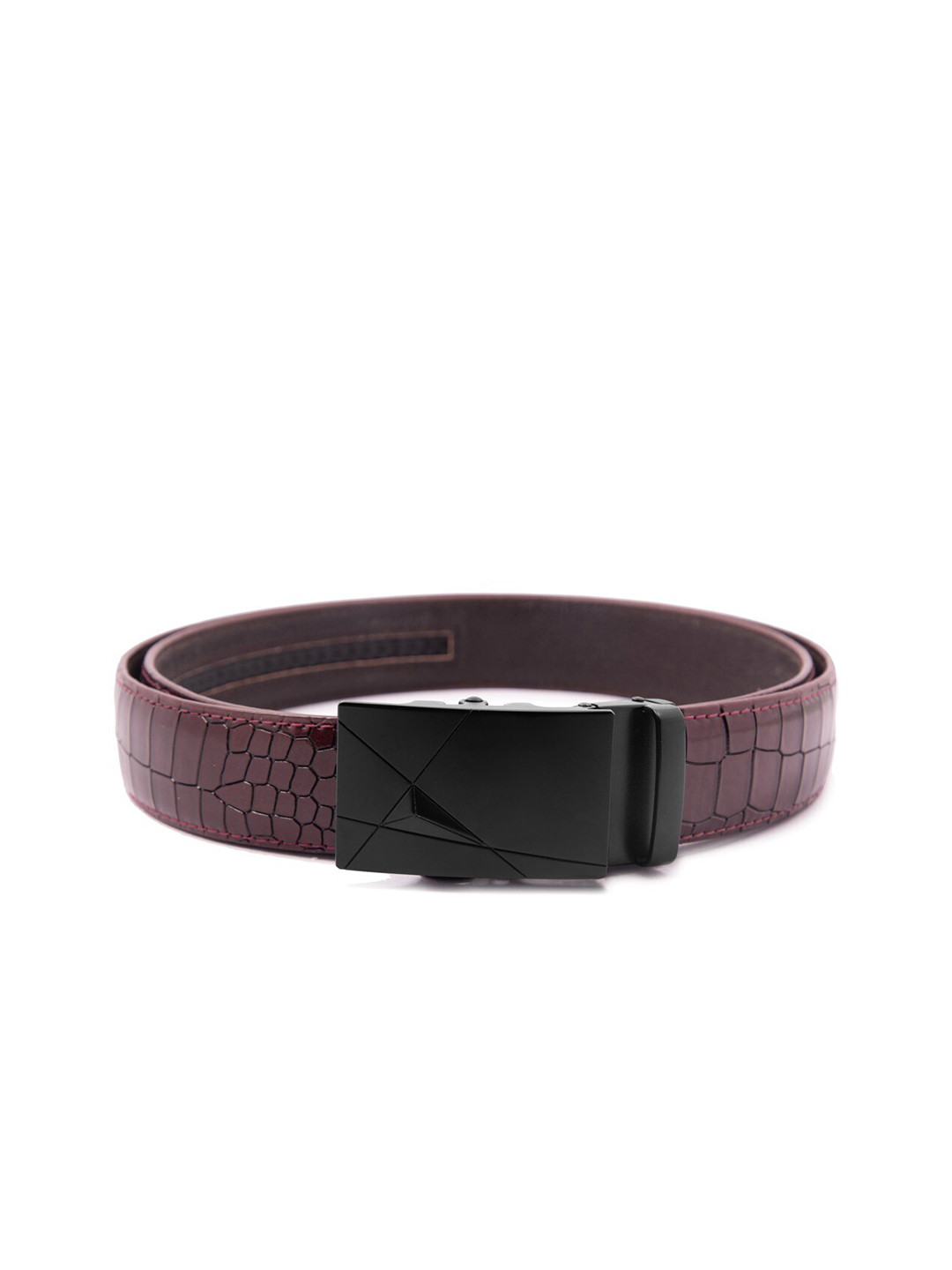 

BANGE Men Red Textured Leather Belt