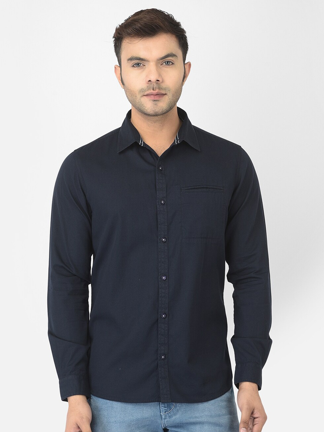 

Canary London Men Navy Blue Smart Slim Fit Cotton Casual Shirt